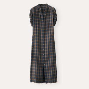 Poetry Dresses Poetry Cotton Linen Button Front Checked Dress